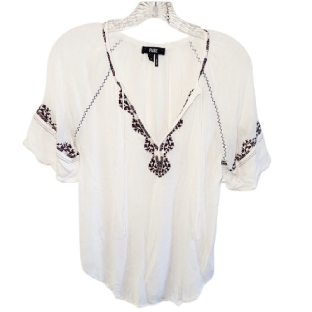 Paige White Embroidered Women's Peasant Top Boho Cottagecore Sz XS Feminine - Picture 14 of 14